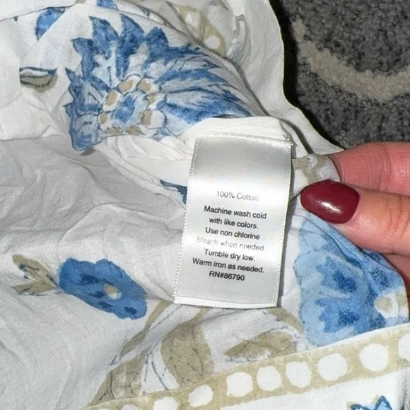 NWT The Company Store Voile Printed Blue & White Caftan Dress XS‎ - Picture 10 of 12